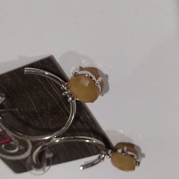 Neiman Marcus Silver Hoop Earrings w/ Amber-Tone Charms - Fashion Jewelry, CUSP - Picture 4 of 9